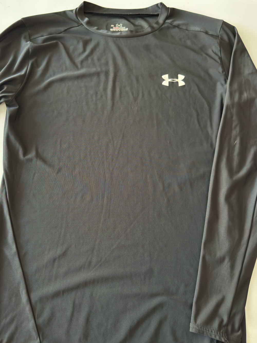 Under Armour Men’s Black Long-Sleeve Athletic Top with White Logo